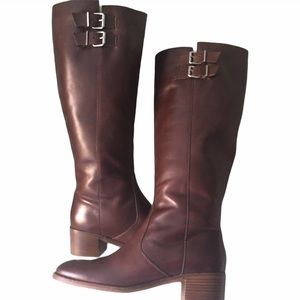 J.Crew Women Boots Leather Brown Riding Pull-on 9